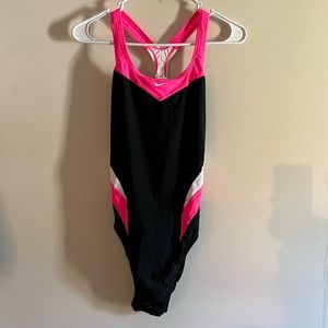 NWT NIKE Swim Suit Black/Pink/White Power Back
